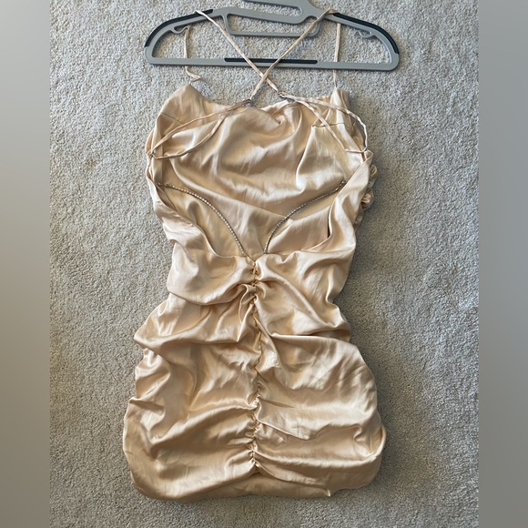 OhPolly Midnight Seduction Runched Backless Satin Mini Dress - Picture 4 of 5